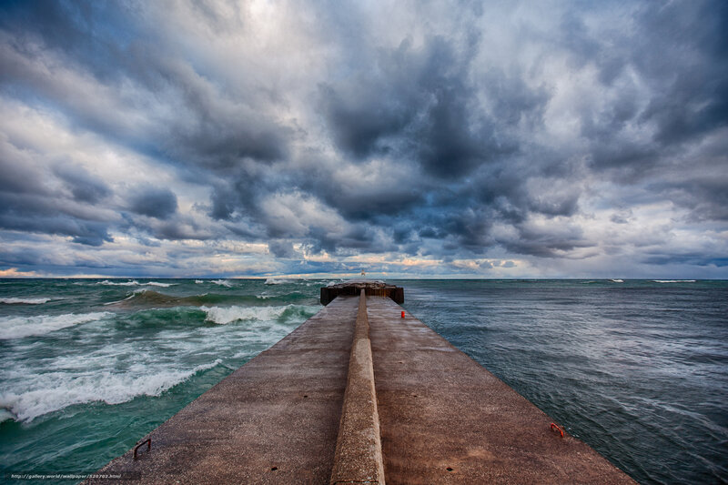 Concrete Pier in Storm