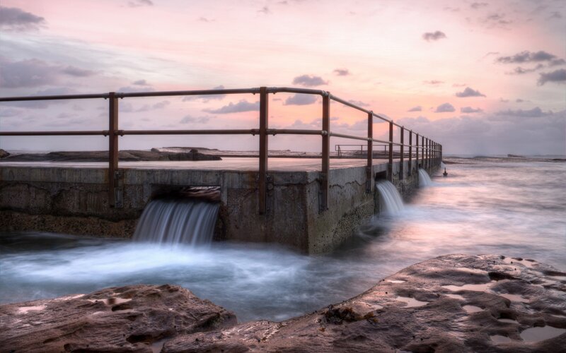 Concrete Pier with Waterfalls