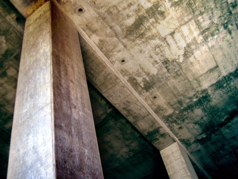 concrete pillars and ceiling