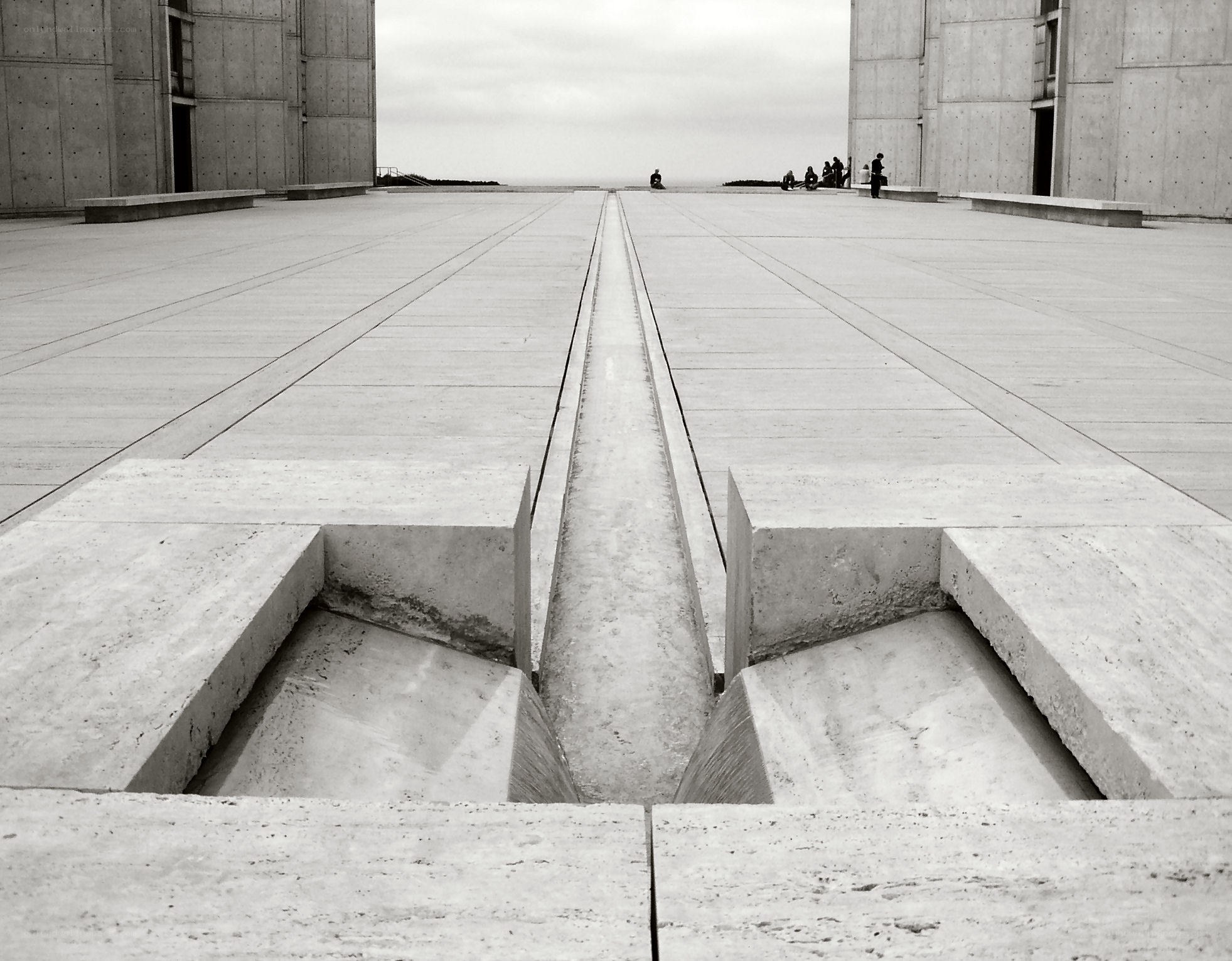 Concrete plaza with central channel