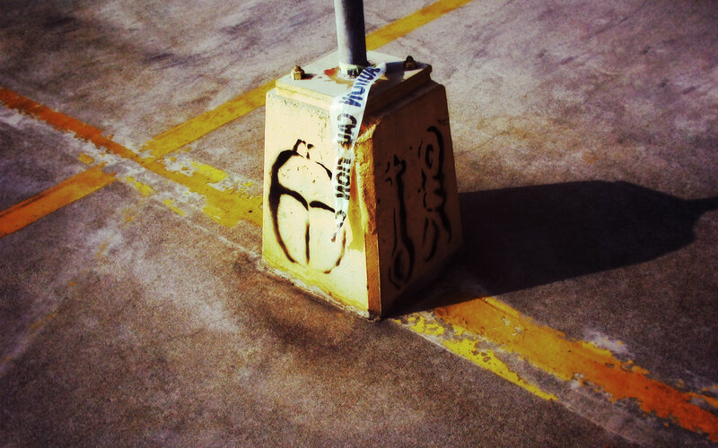Concrete Post with Graffiti