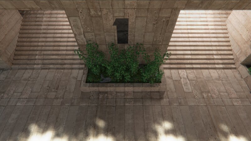 Concrete Staircase with Plants