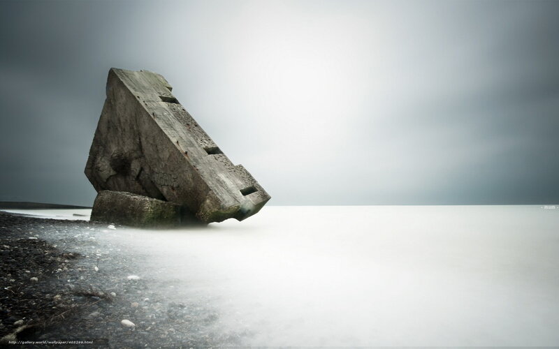 Concrete structure on beach