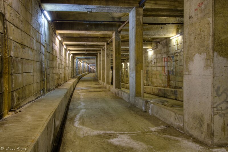 Concrete Tunnel Corridor — Gray, Dramatic