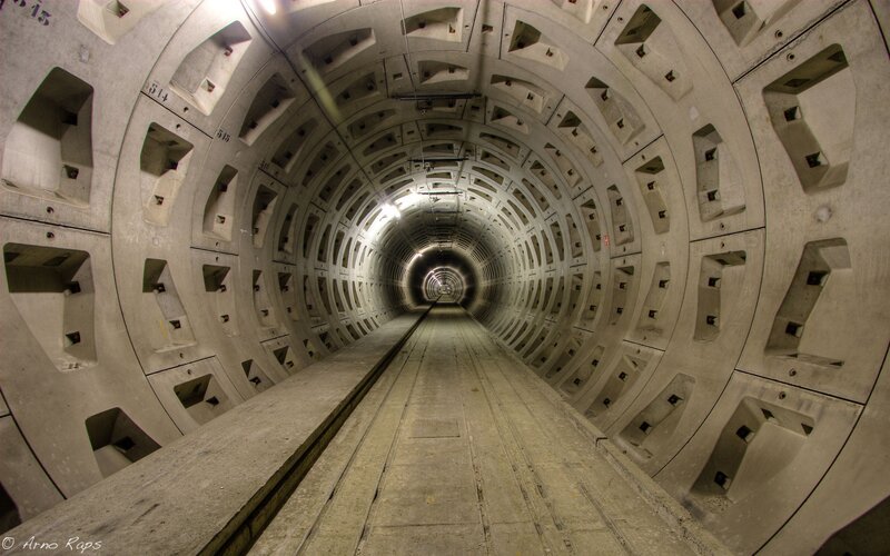 Concrete Tunnel Interior — Gray