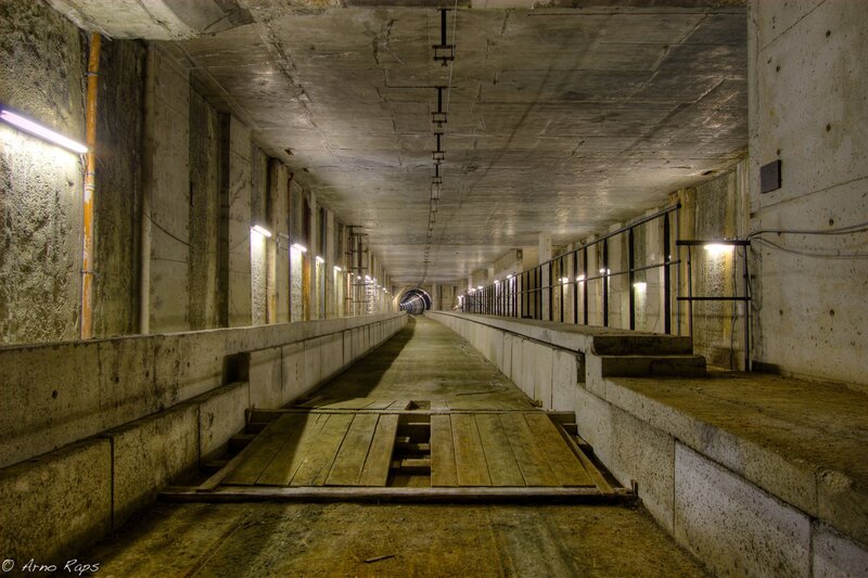 Concrete tunnel walkway