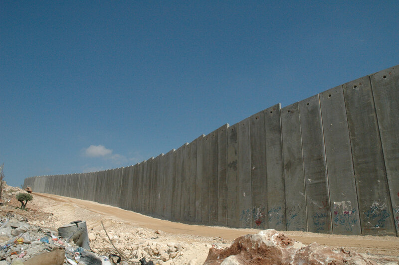 concrete wall in desert landscape