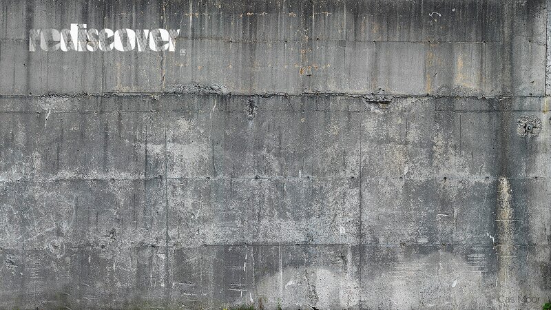 Concrete Wall Surface — Gray, Neutral, Photograph, Text