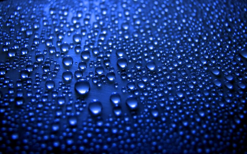 Condensation Droplets on Surface — Blue, Dramatic