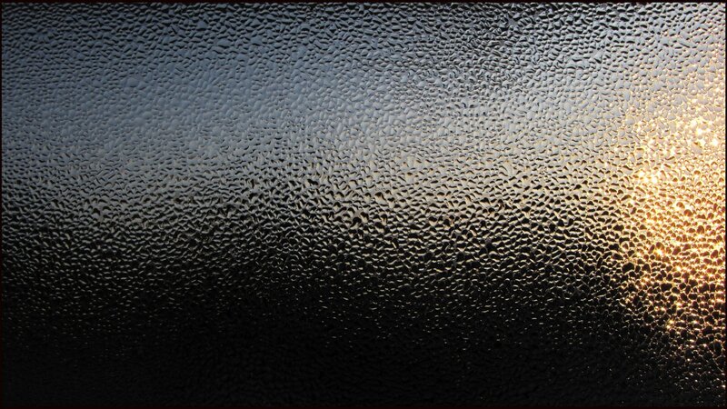 Condensation on Glass Surface — Black, Dramatic, Sunset