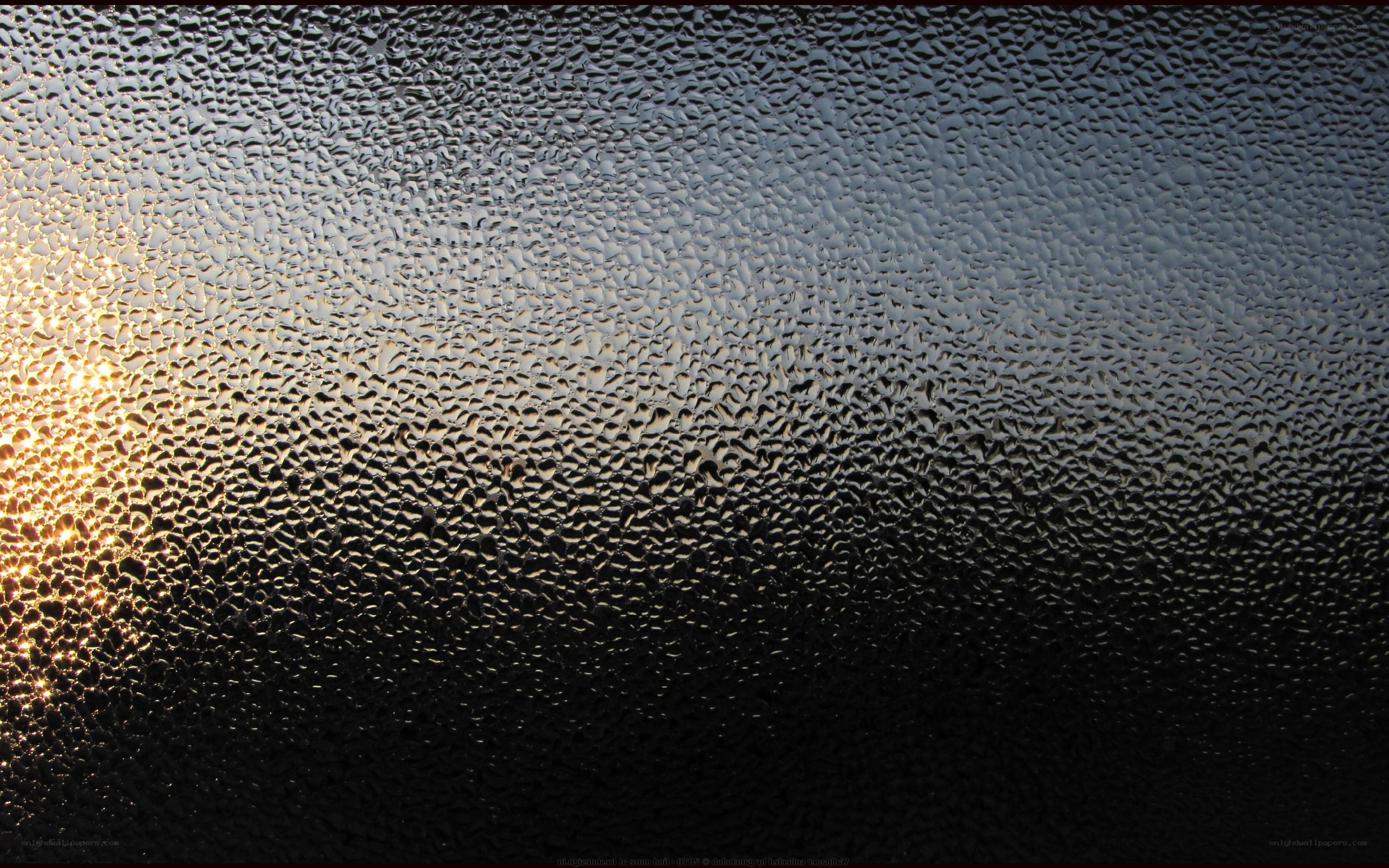 condensation on glass with sunlight