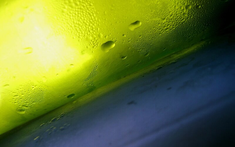 Condensation on Glass — Yellow, Dramatic, Photograph, Drops