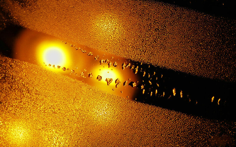 Condensation on Glass — Yellow