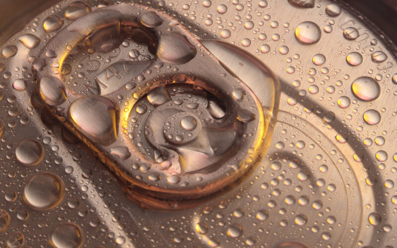 Condensed Water Droplets on Can