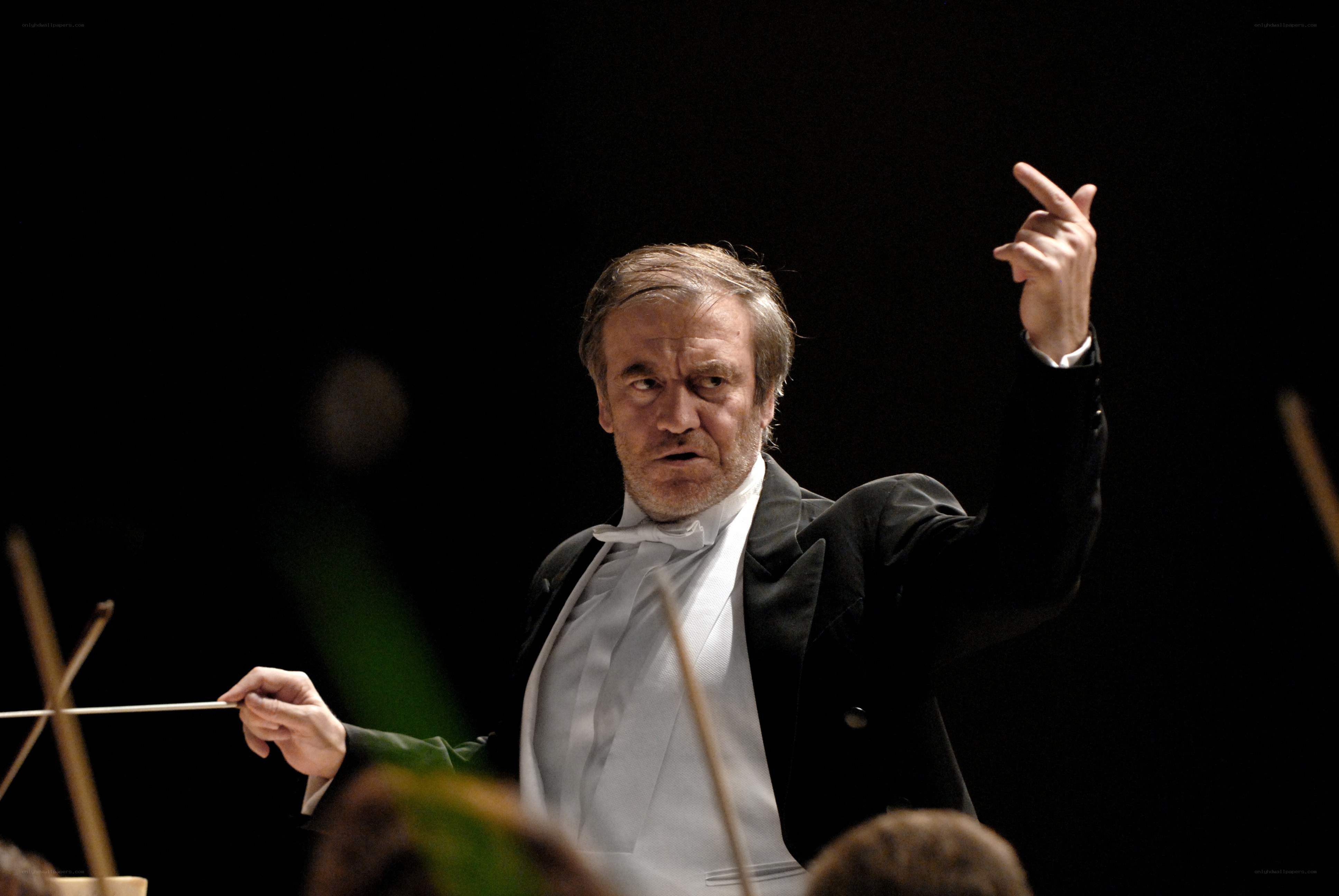 Conductor leading an orchestra