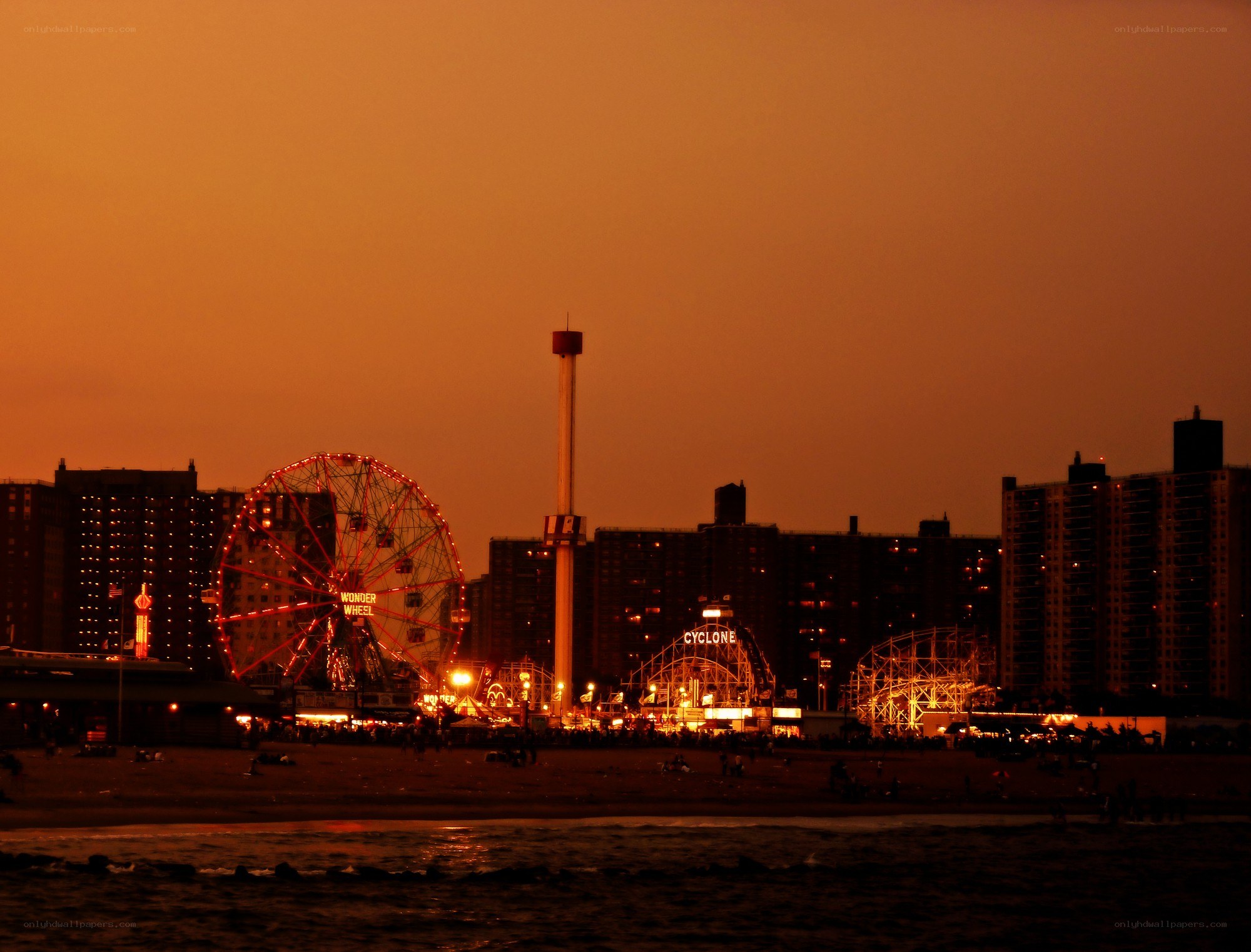 Coney Island at dusk