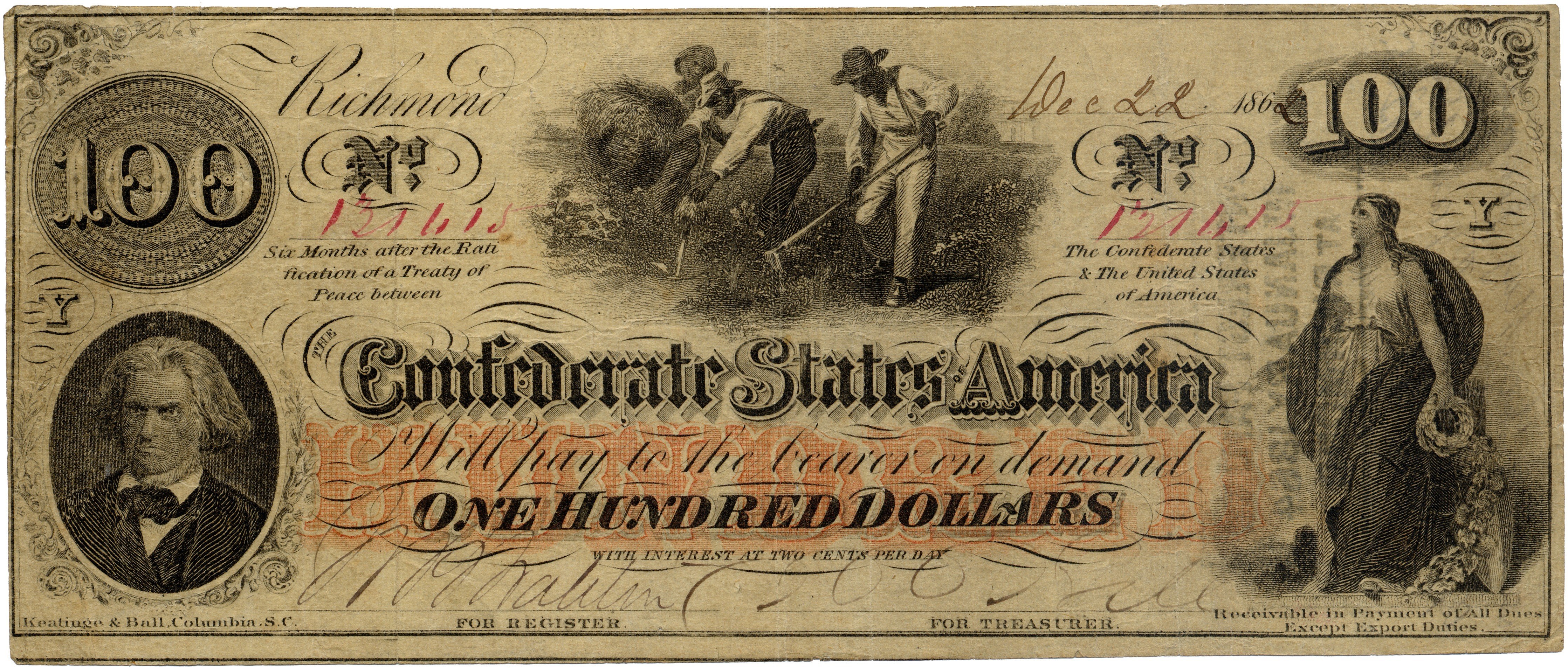 Confederate $100 bill