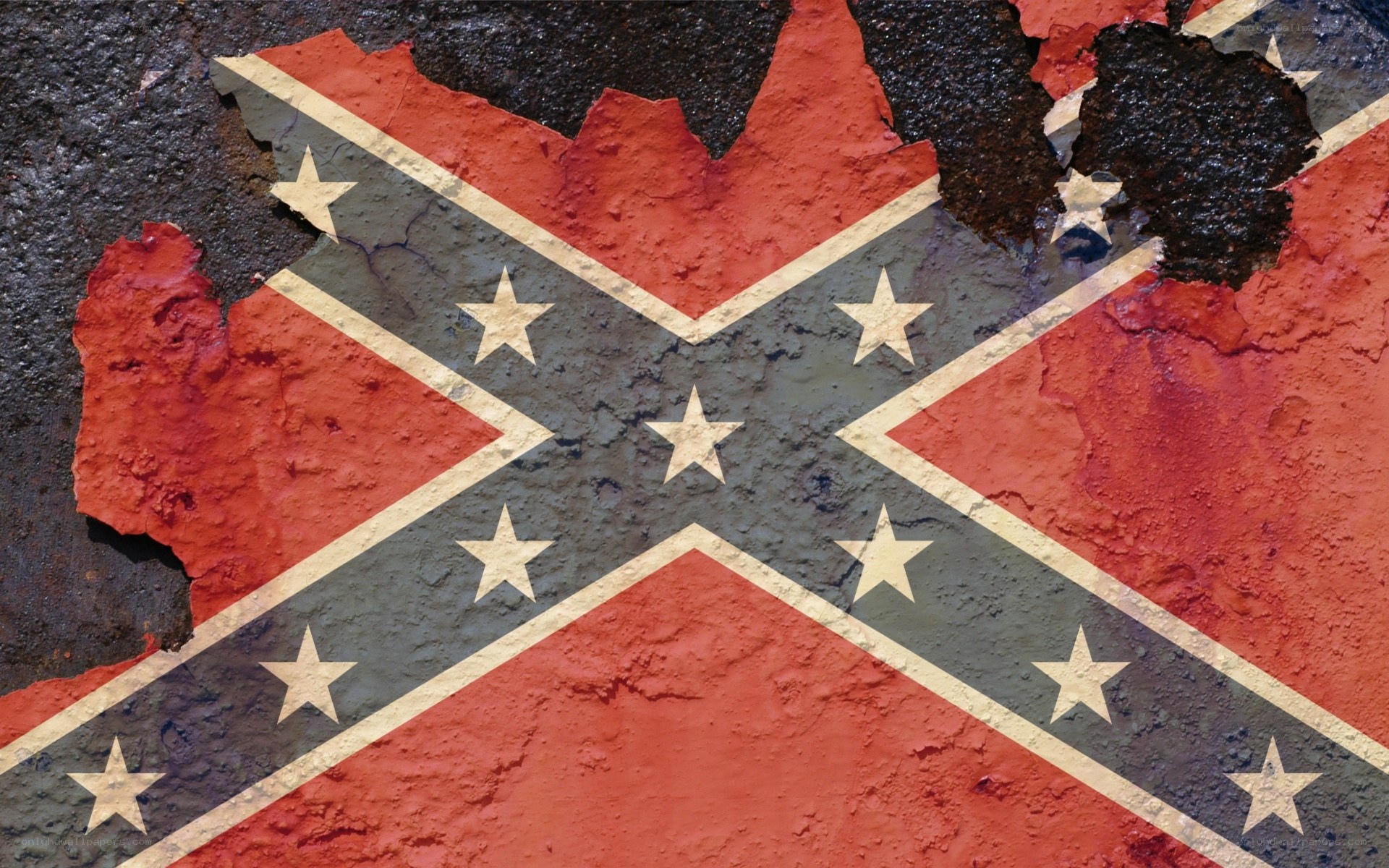 Confederate flag painted on wall