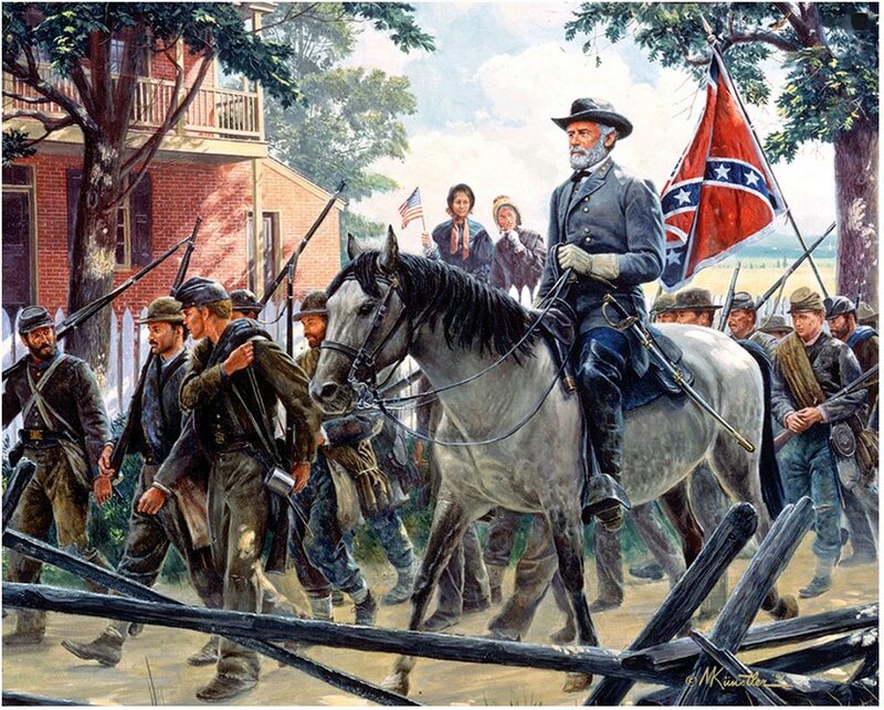 Confederate Soldiers Marching — Gray