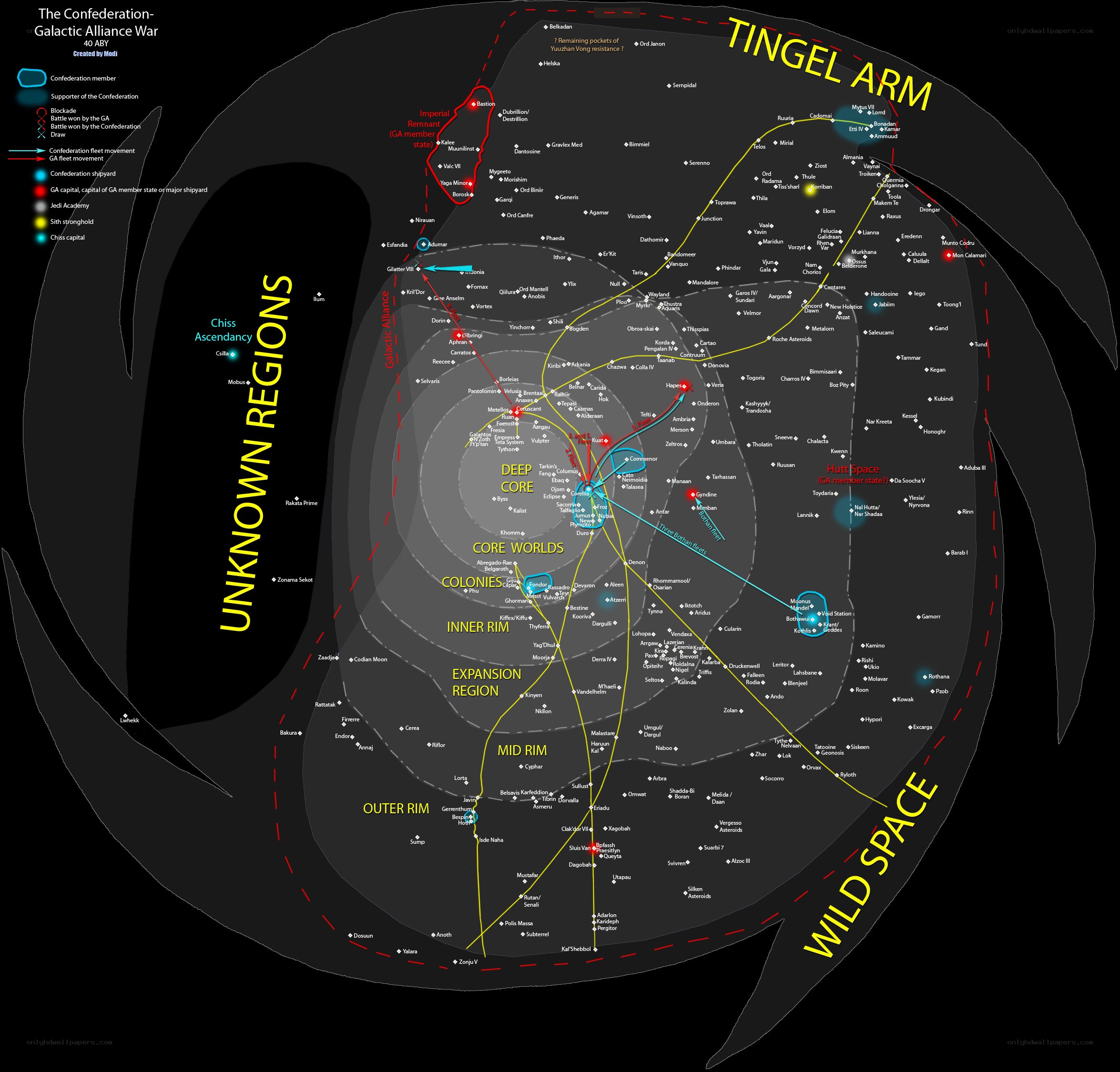 Confederation-Galactic Alliance War Map