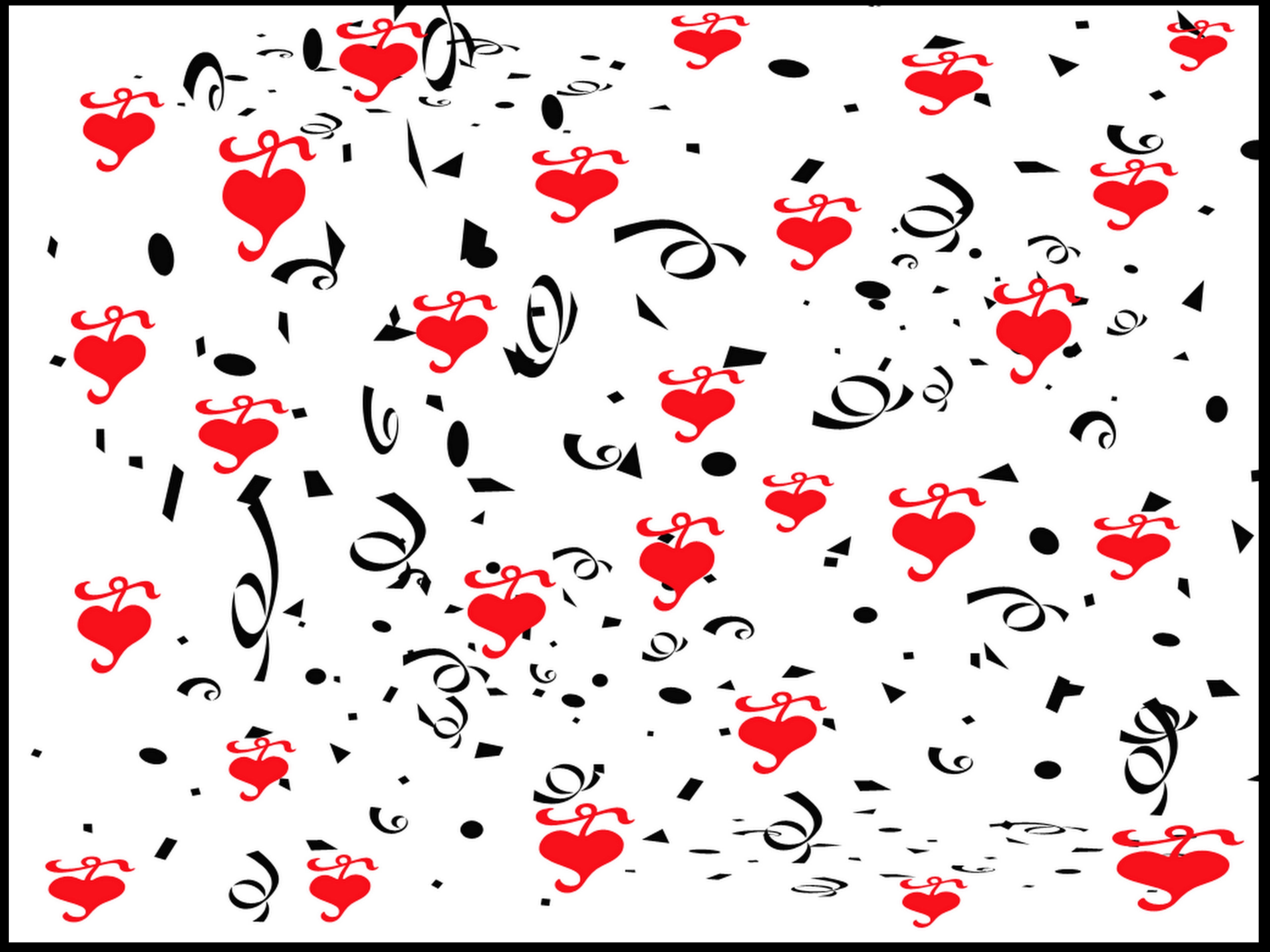 confetti with hearts and swirls