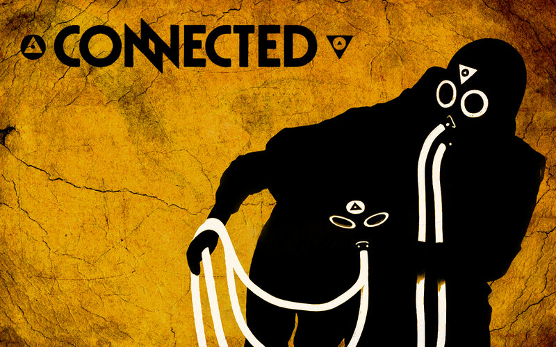 Connected artwork with silhouetted figure