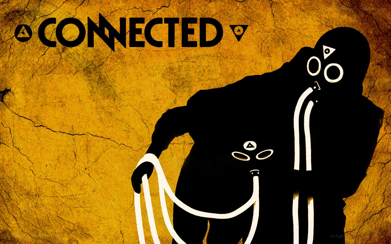 Connected artwork with silhouetted figure