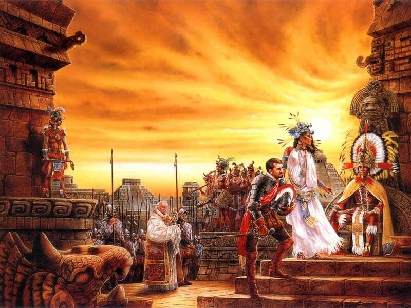 Conquistador and Aztec Ruler