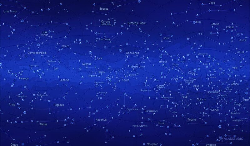 Constellation map of the night sky