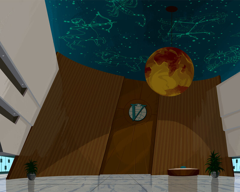 constellation-themed lobby