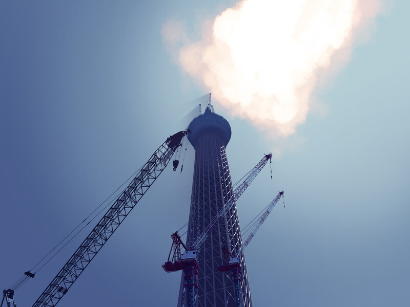 Construction Cranes at Tower