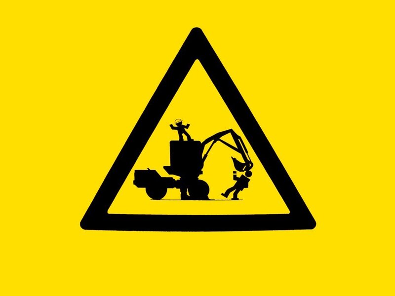 Construction hazard warning sign