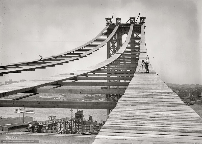 Construction of a suspension bridge