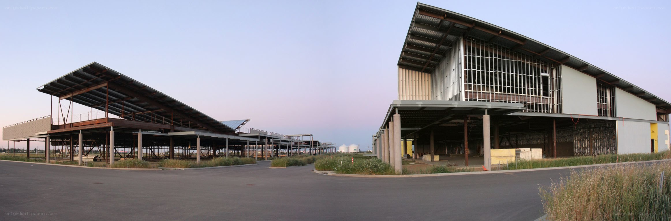 Construction site at dusk