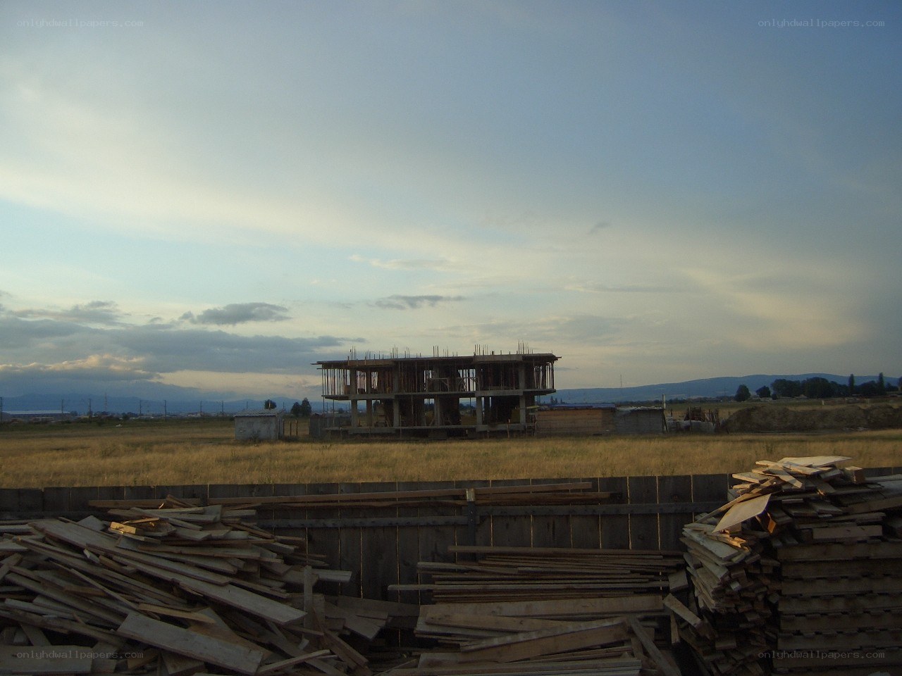Construction site at dusk