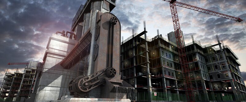 Construction Site at Dusk — Gray