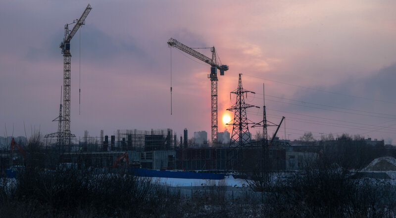 Construction Site at Sunset — Purple