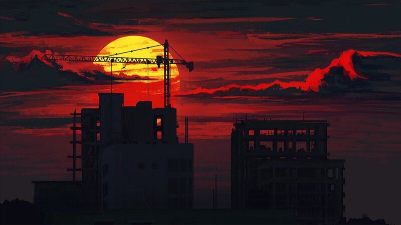 Construction Site at Sunset