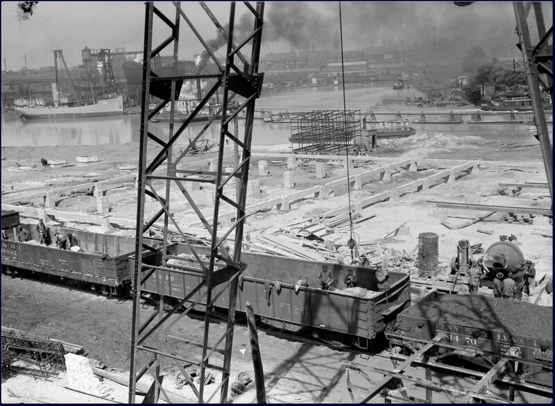Construction site by river