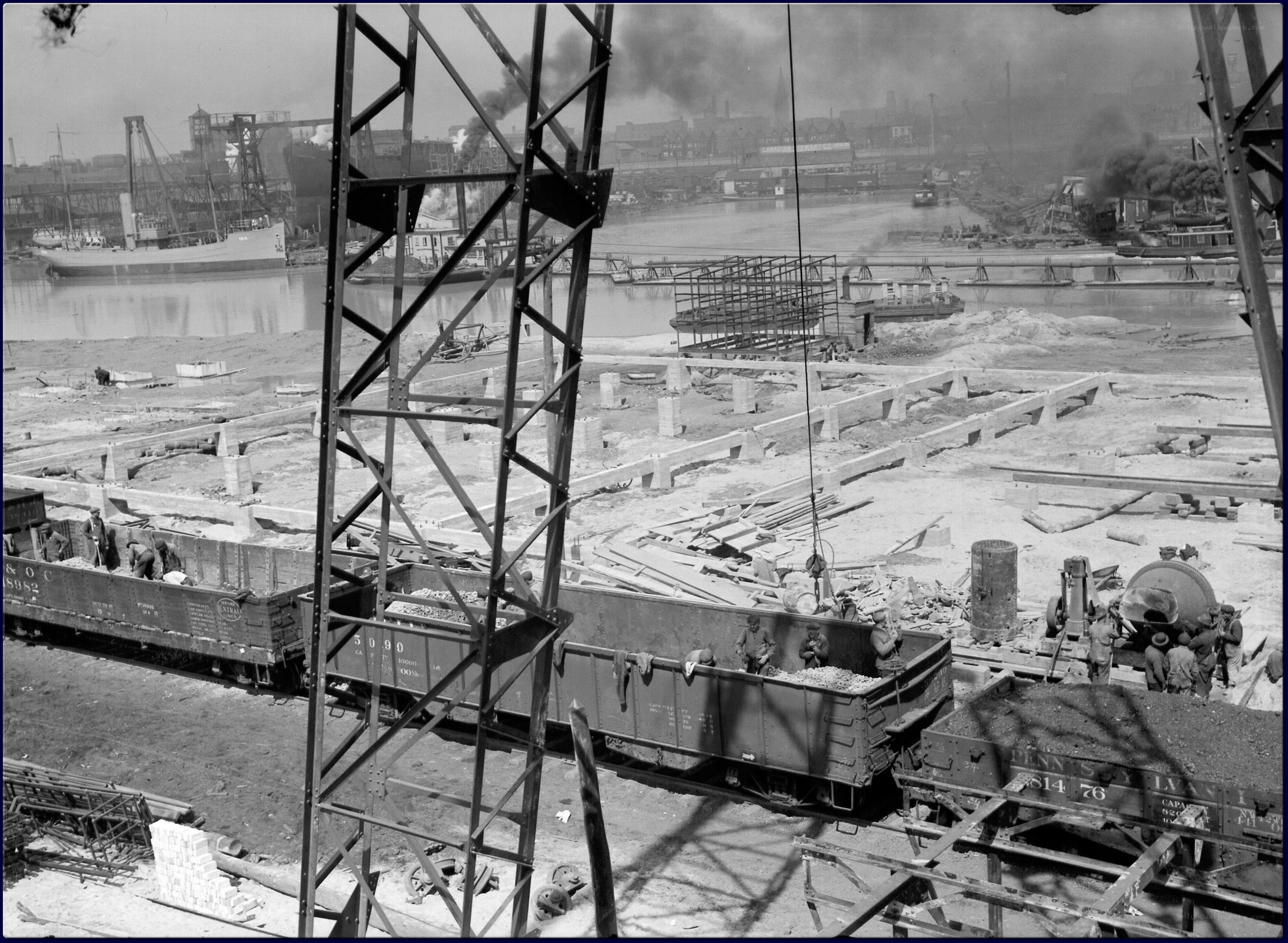 Construction site by river