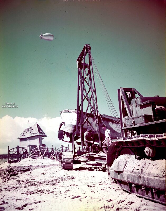 Construction site with airship