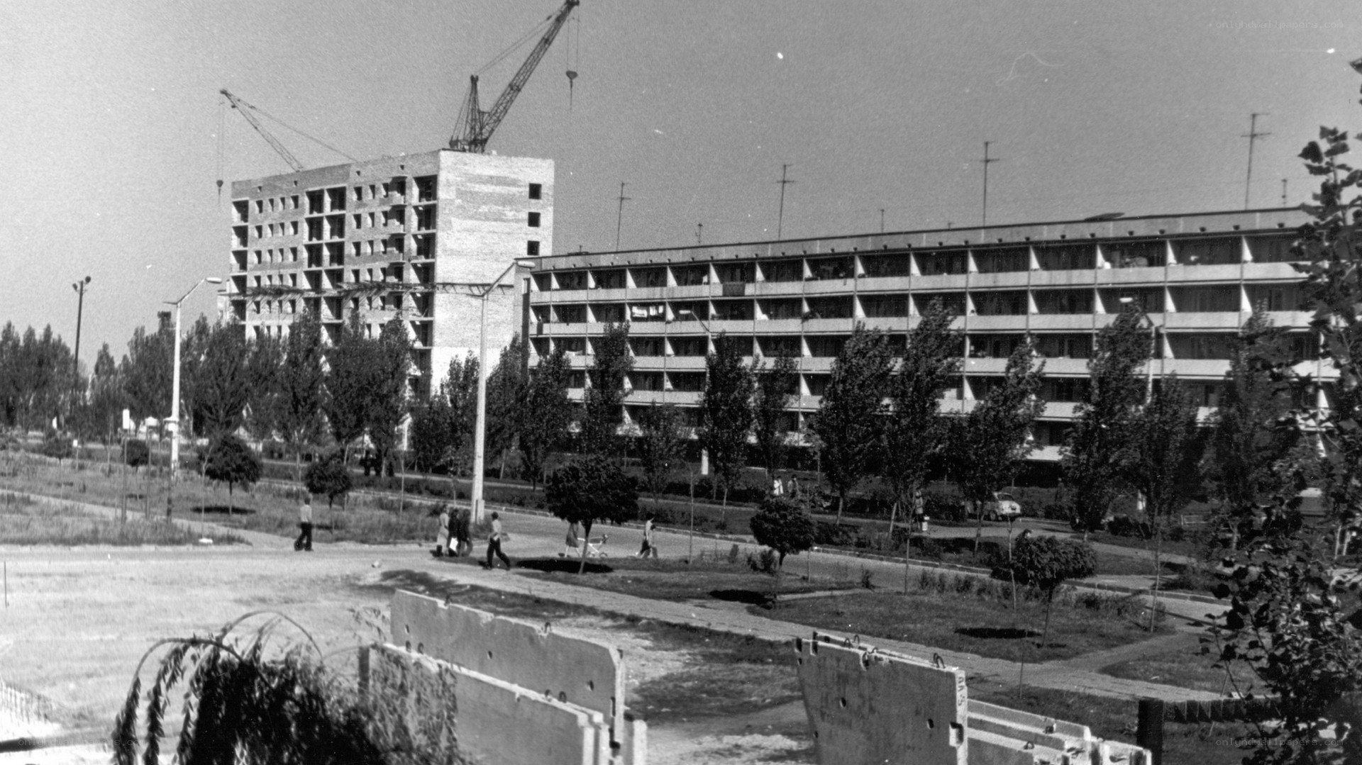 Construction site with apartment buildings