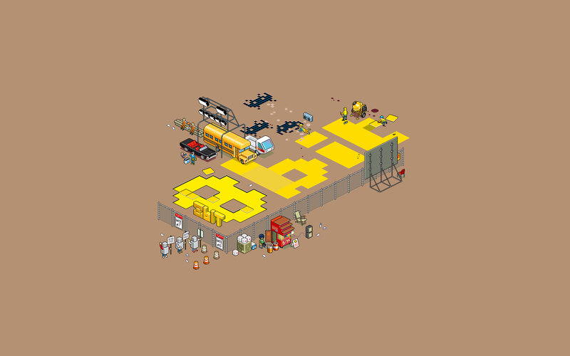 construction site with bitcoin art