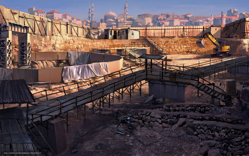 Construction site with city view