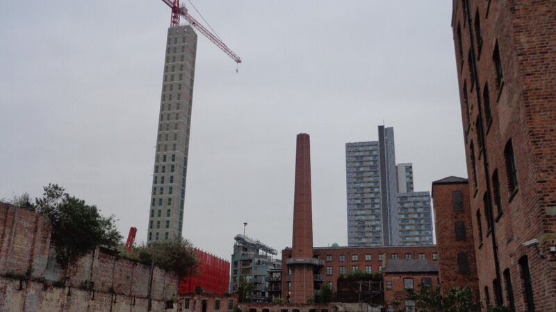 Construction Site with Cranes — Gray, Overcast