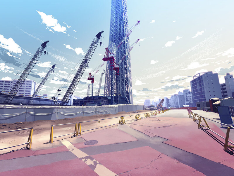 Construction site with cranes