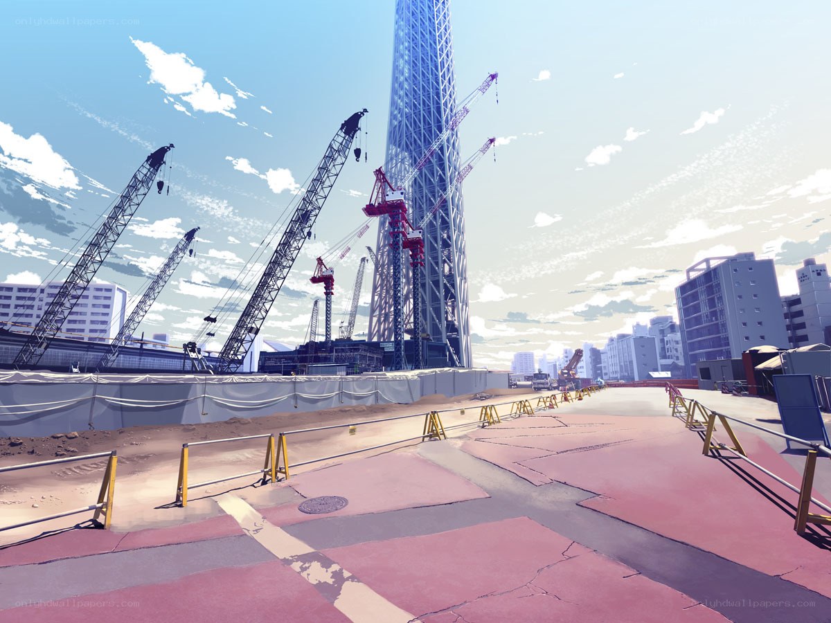 Construction site with cranes