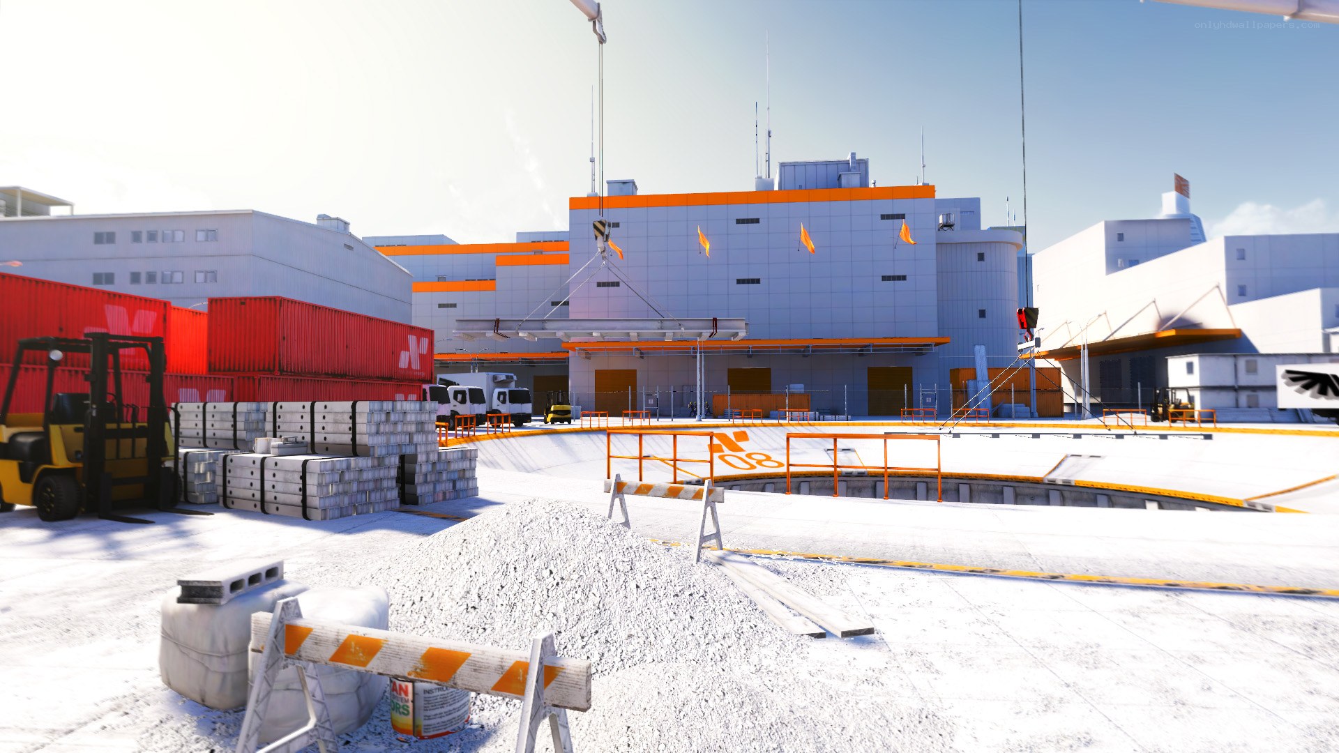 construction site with forklift