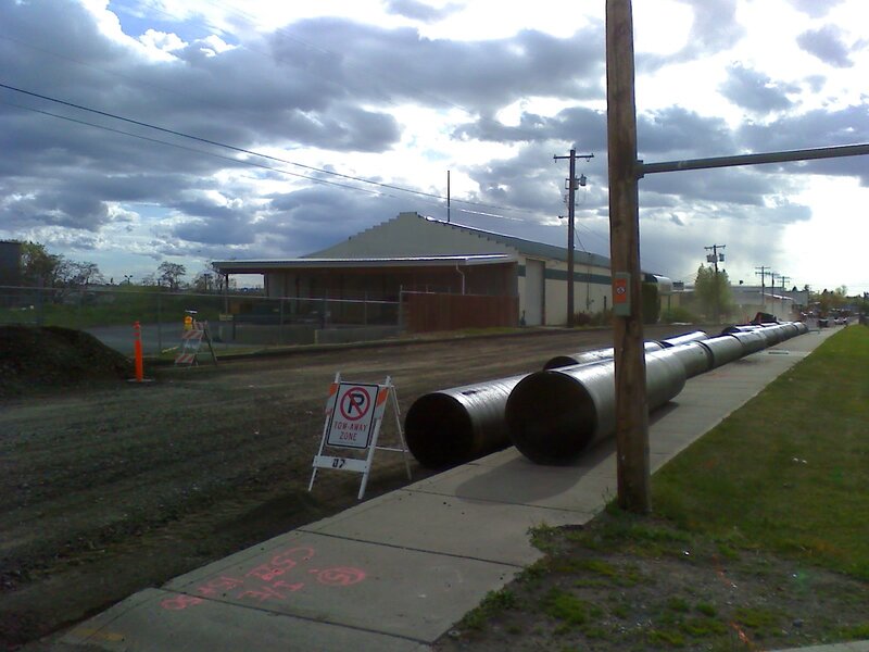 Construction site with pipes