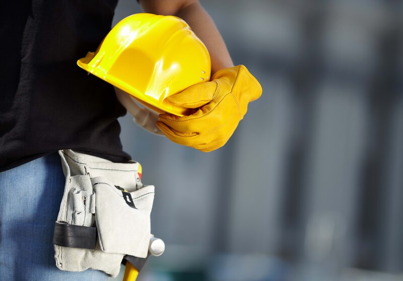 Construction worker with helmet